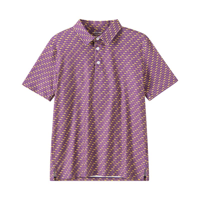 LA Louisiana Outline Tiger (Purple/Gold) Polo