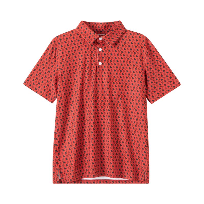 GA Georgia Outline Bulldog (Red/Black) Polo