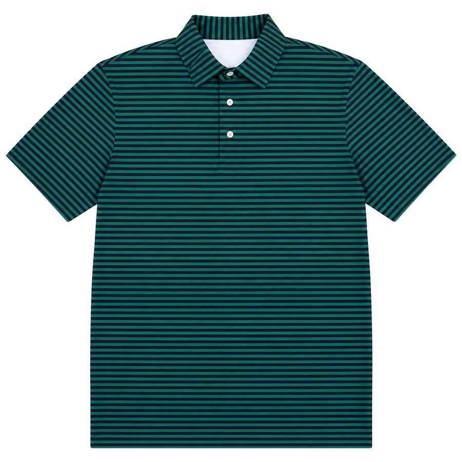 Navy & Green Stripe Polo