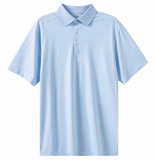 Micro Light Blue & White Stripe Polo (Solid Blue Ribbed Collar)