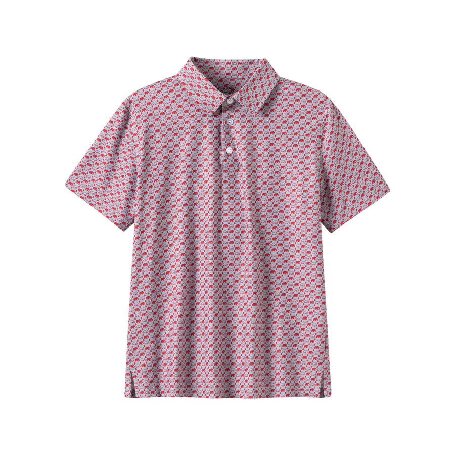 Kids Elephant Polo - Crimson/Grey BG (AL)