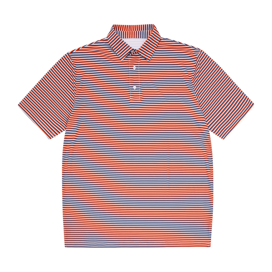 Orange Navy and White Stripe Polo