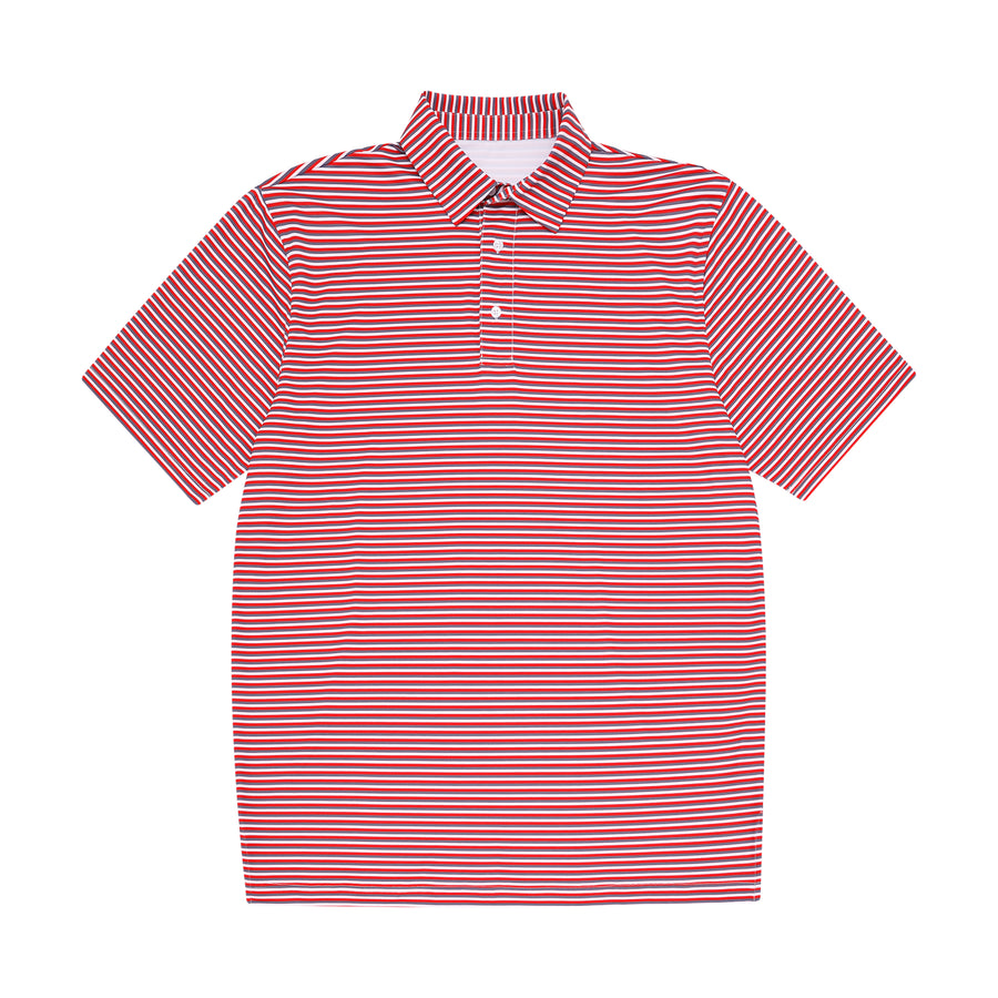 Crimson, Grey, & White Stripe  Polo