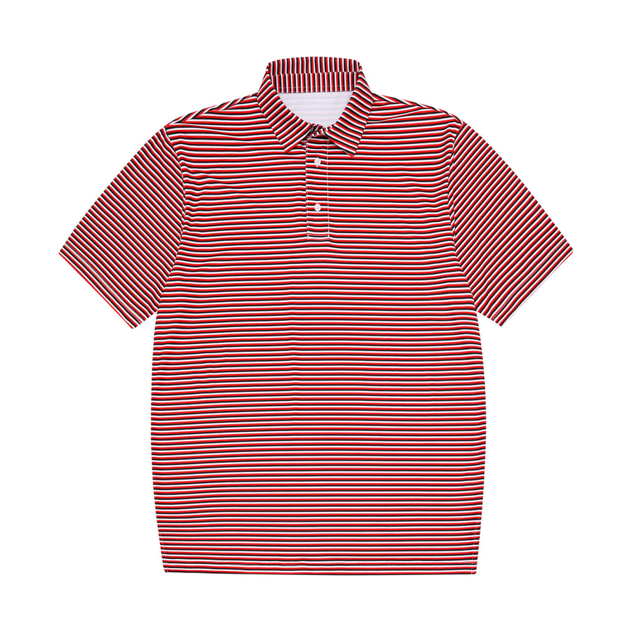 Youth Red Black & White Stripe Polo