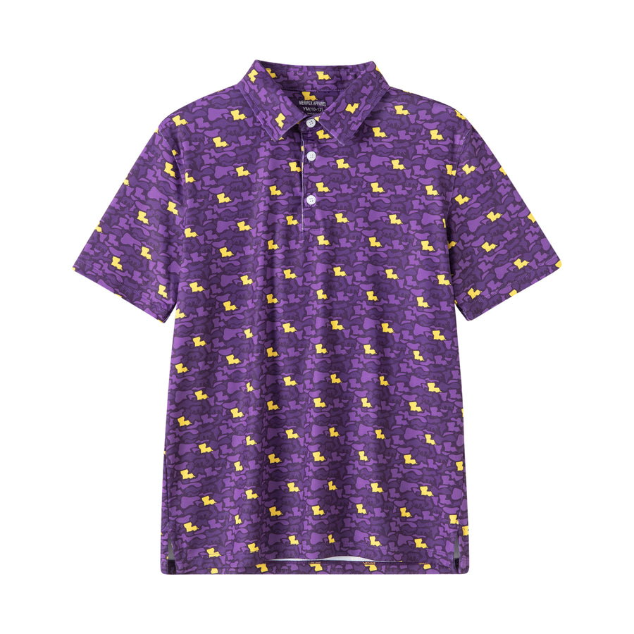 Kids Louisiana Camo (Tiger Purple/Gold) Polo