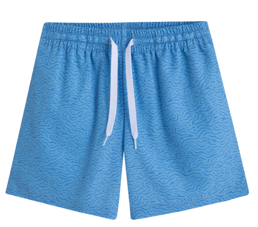 Kids Light Blue Topo Swim Trunks