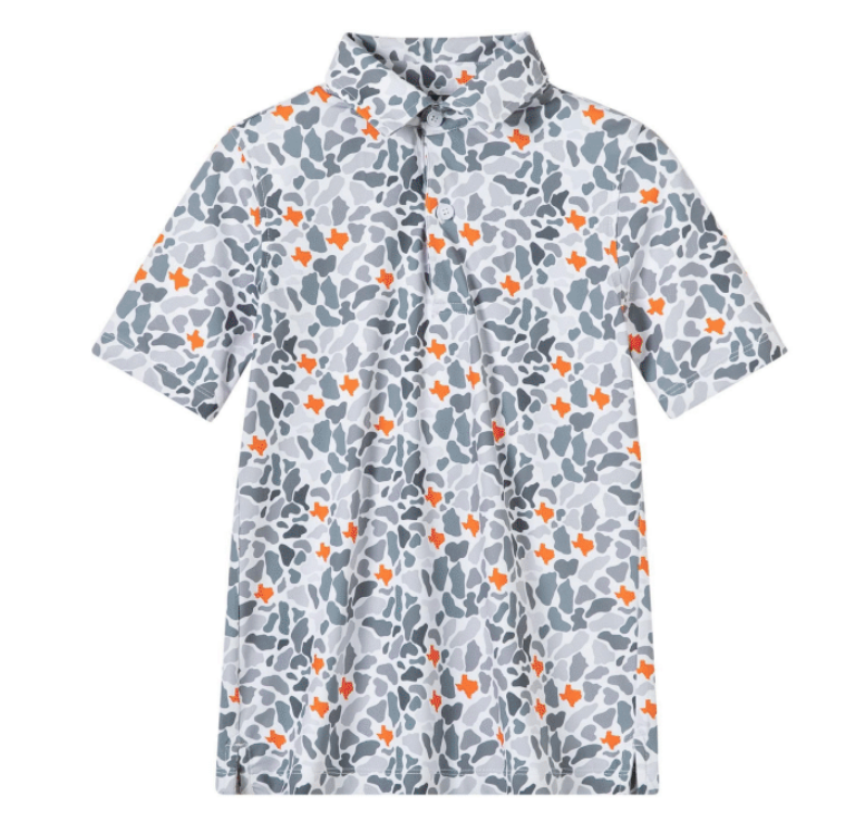 Kids Texas State Camo Polo (Orange)
