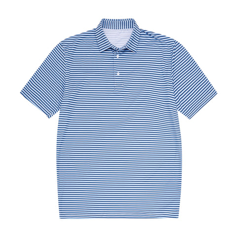 Youth Navy Blue, light blue & White Stripe Polo