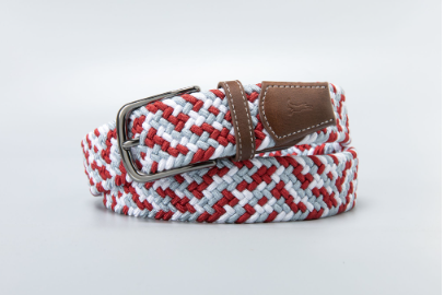 Crimson, Grey, and White Stretch Belt