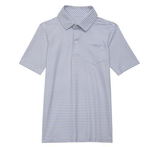 Grey/White Striped Polo