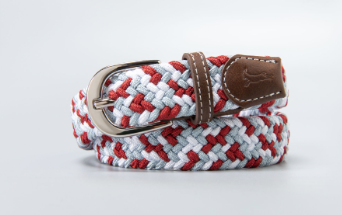 Kids Crimson, Grey, and White Stretch Belt