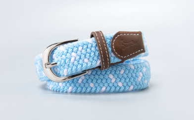Kids Light Blue and White Stretch Belt