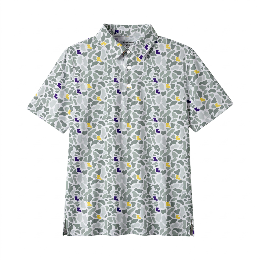 Kids Louisiana Camo (Purple/Gold) Polo