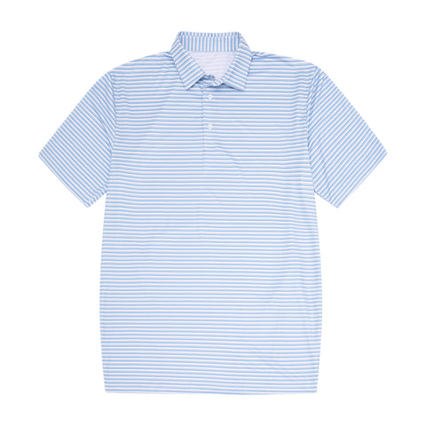 Youth Light Blue, Grey & White Stripe Polo