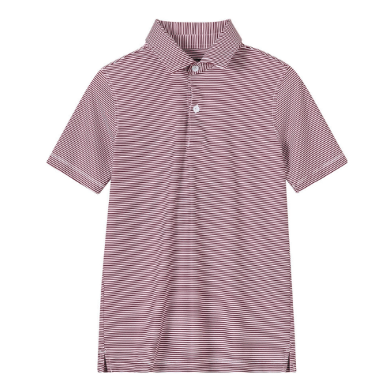 Kids Maroon/White Stripe Polo