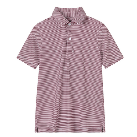 Kids Maroon/White Stripe Polo