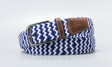 Navy Blue and White Stretch Belt