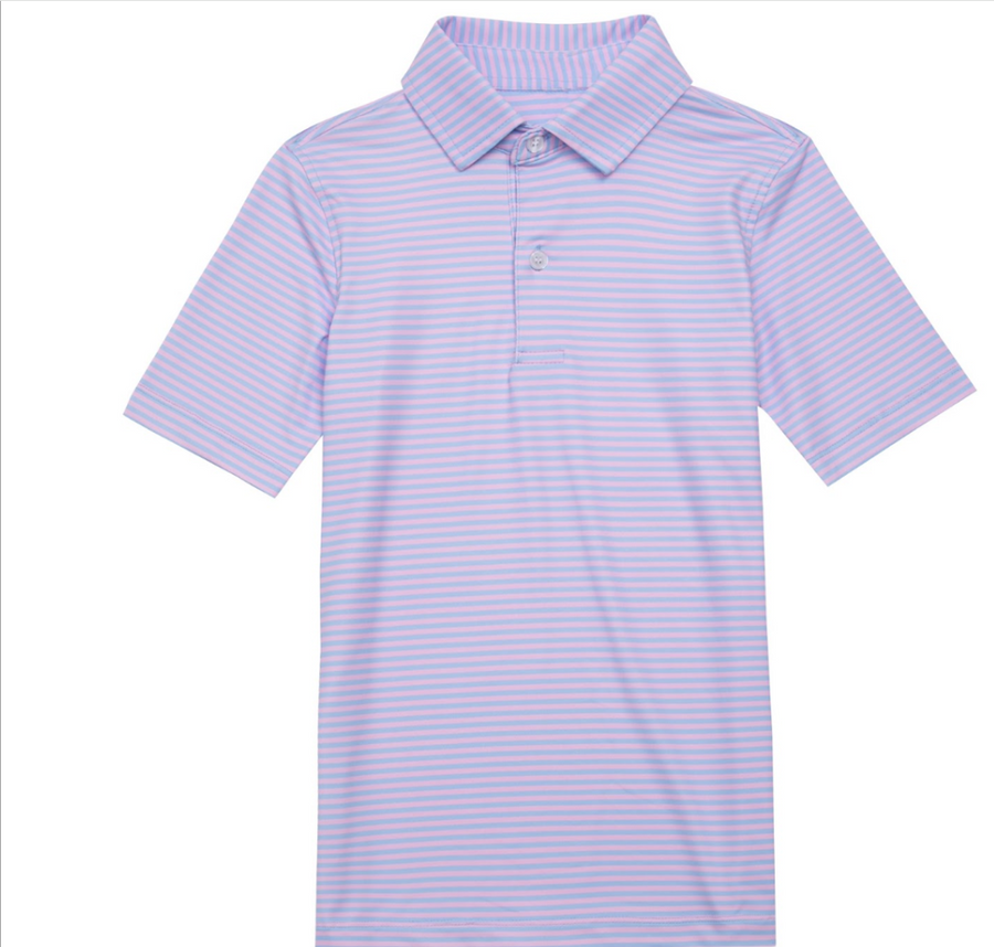 Youth Pink and Light Blue Stripe Polo