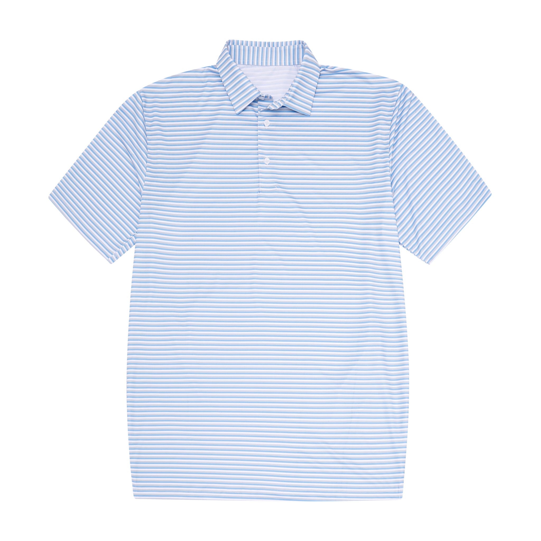 Light Blue, Grey & White Stripe Polo – Meripex Apparel